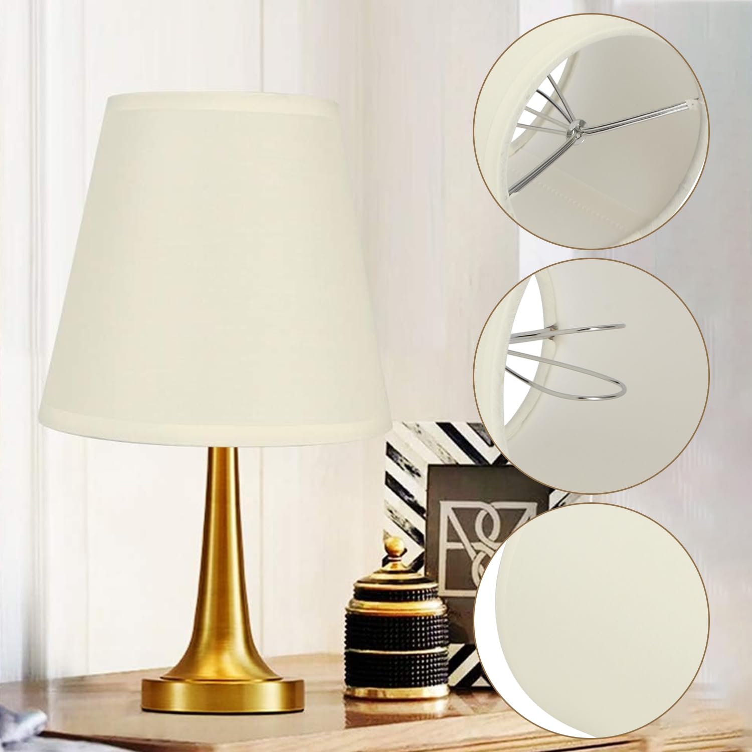 6 stuks kroonluchter lampenkap, huishoudelijke moderne E14 clip op stoffen lampenkaps kleine lampenkap, crèmekleurige droplight wandlamp schaduw accessoire (#12