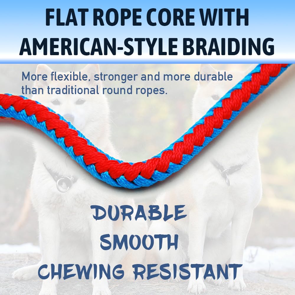 AKEISHE Double Dog Leash for Two Dogs – No-Tangle Dual Leash with Chew-Resistant Braided Rope & Zinc Alloy Clips – Durable No-Pull Design for Walking, Training & Outdoor Use