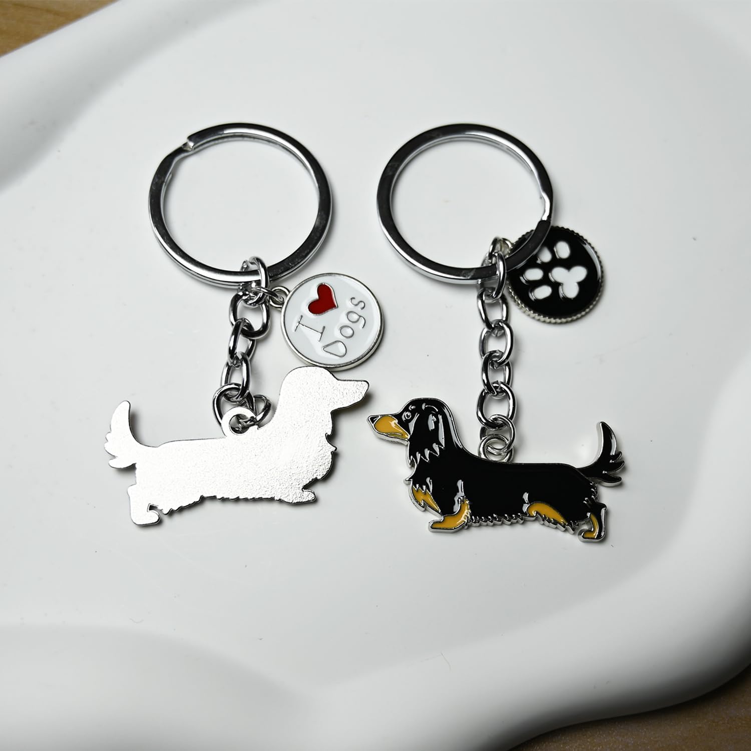 Dog Keychain, Vivid Cute Pet Keyring Bag Charm Metal Key Ring Keyfob image 2