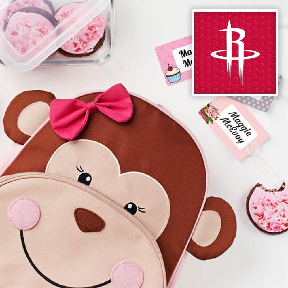 Oliver's Labels NBA™ Large Bag Tag - Custom Printed Personalized Luggage and Bag Tags for Backpacks, Travel Bags & Sports Equipment - Houston Rockets™ Theme