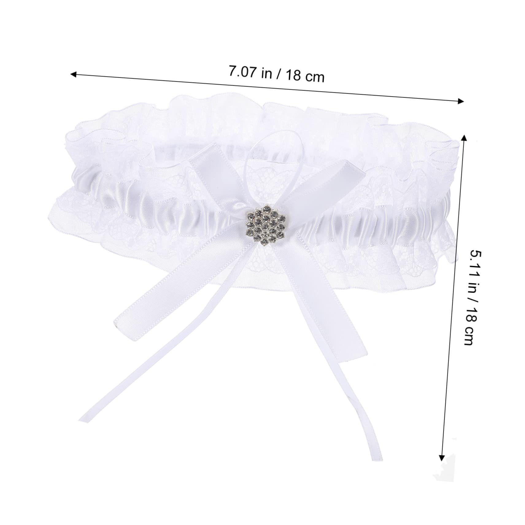 Set Di 2 Giarrettiere Da Sposa In Pizzo Bianco - Regolabili, Con Fiocco Di Raso E Cristalli, Perfette Per Matrimonio E Ballo
