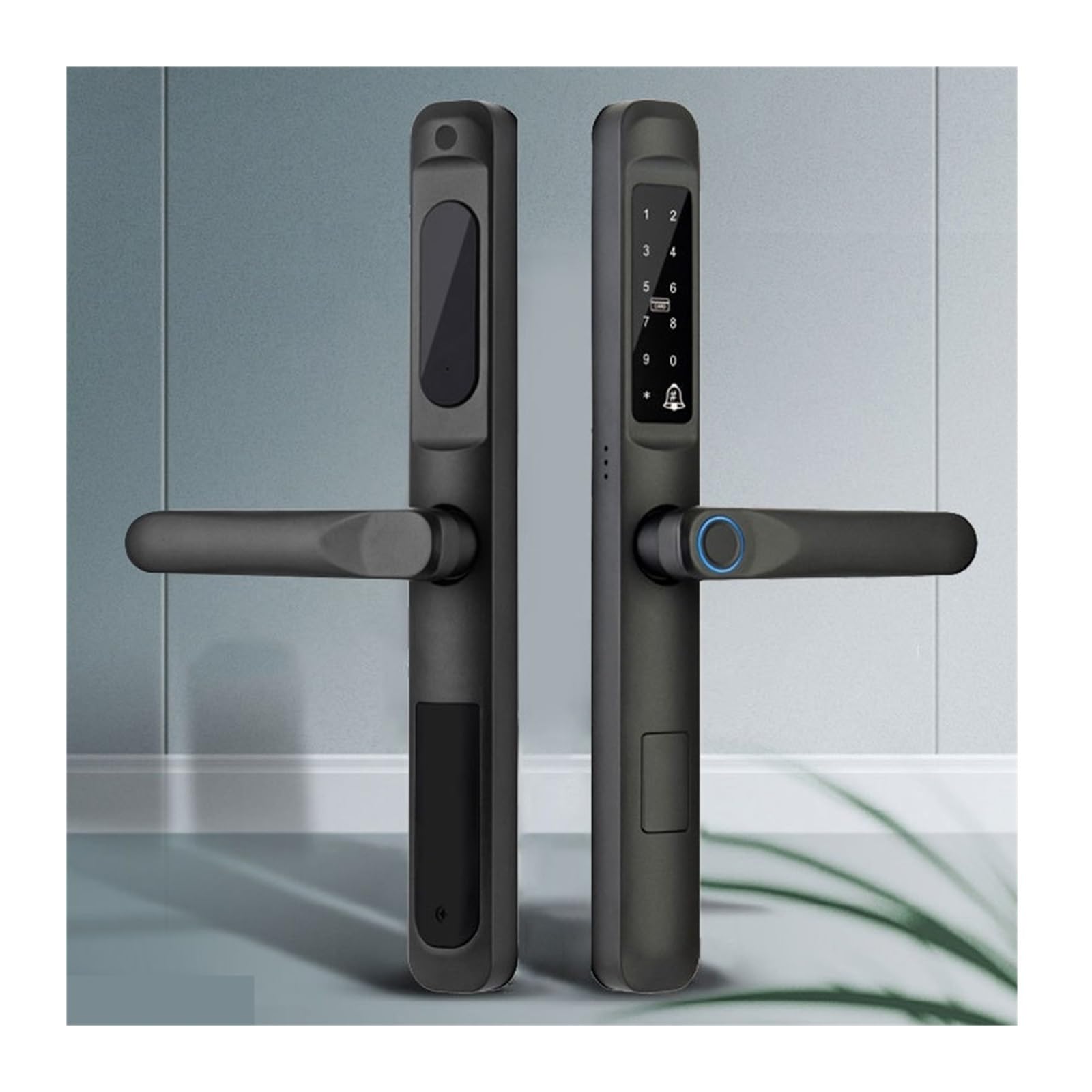 Serrure connectée, Serrure de porte intelligente étanche, serrure biométrique en aluminium, poignée numérique sans clé for portes coulissantes verre
