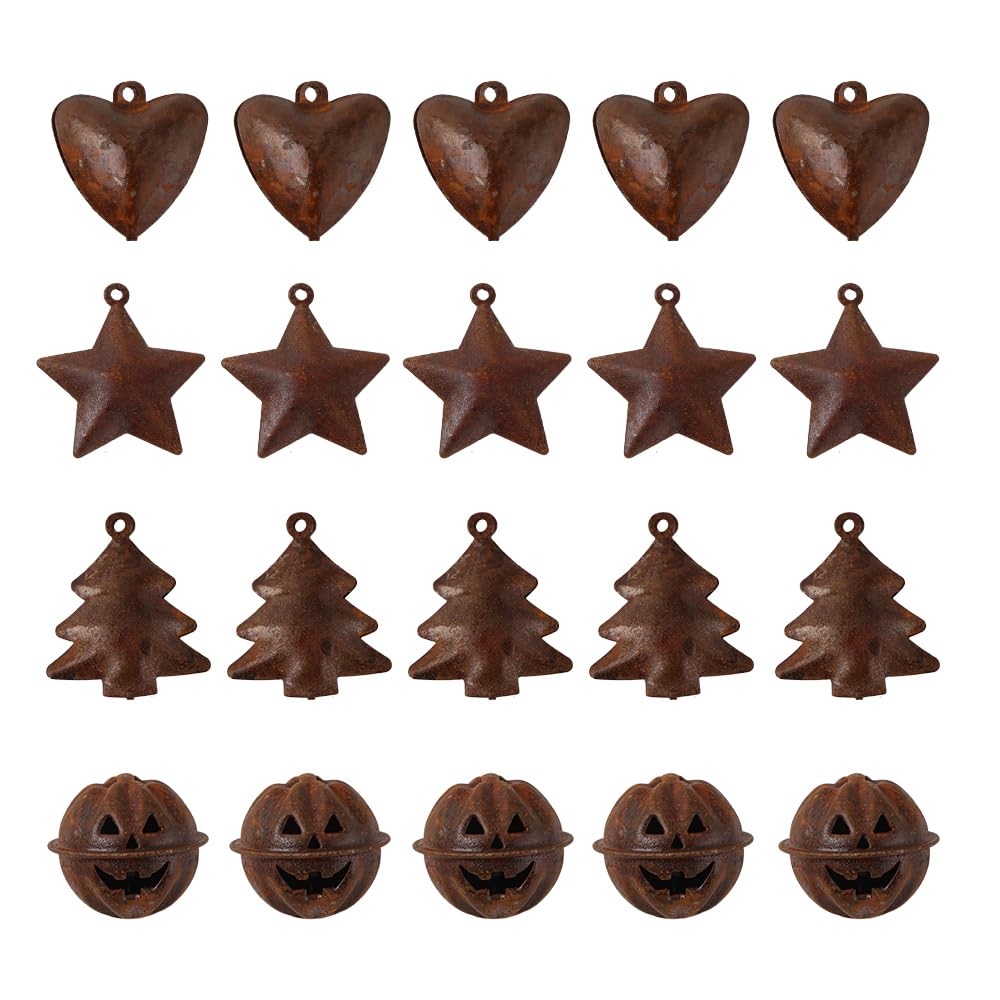 NOIAFZY 20pc Vintage Heart Jingle Bells - Rustic Metal for DIY Crafts and Festive Decor