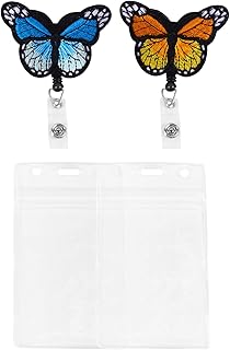 HOMSFOU 2 Juegos Colorida deducción de identificación de retráctil titular de la insignia clip de etiqueta de identificación Idlutor de insignia clip de insignia AbS Azul