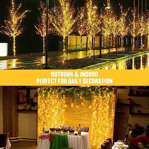 Jmexsuss 168Ft 600 Led Christmas Lights Outdoor Waterproof 8 Modes Indoor Christmas String Lights Warm White Christmas Tree Lights Plug In For Room Bedroom Wedding Party Holiday Decorations. #TOP3