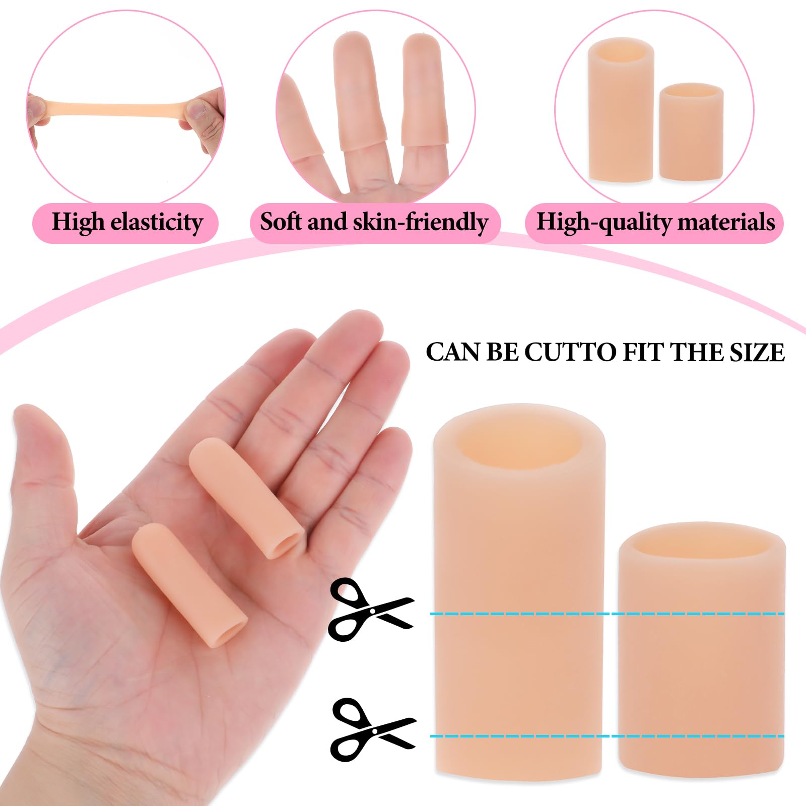 JJUNW Lot de 14 protège-doigts en silicone - Deux tailles - Protection des doigts - Protection des doigts - Soutien pour la czéma des mains - Arthrite des doigts - Travail - Sport - Travail domestique