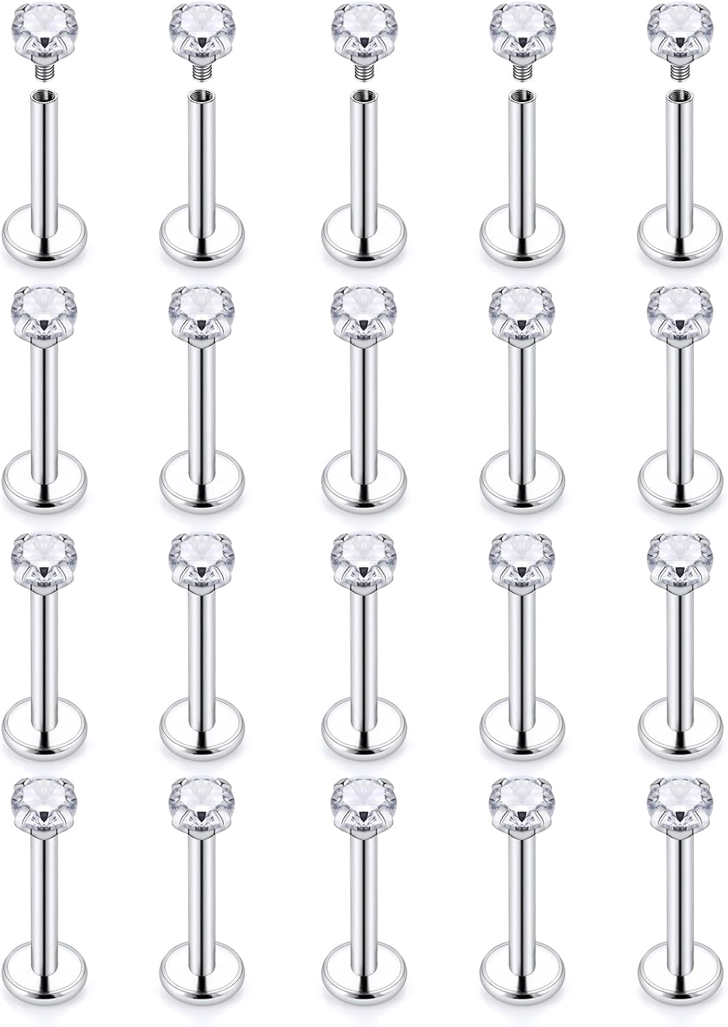 Vsnnsns 16G Lip Rings Stainless Steel Tragus Helix Conch Piercing Jewelry Snake Bite Piercing Monroe Lip Rings Labret Medusa Cartilage Lobe Earrings Studs Piercing Jewelry 6MM 8MM 10MM Silver