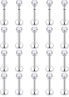 Vsnnsns 16G Lip Rings Stainless Steel Tragus Helix Conch Piercing Jewelry Snake Bite Piercing Monroe Lip Rings Labret Medusa Cartilage Lobe Earrings Studs Piercing Jewelry 6MM 8MM 10MM Silver