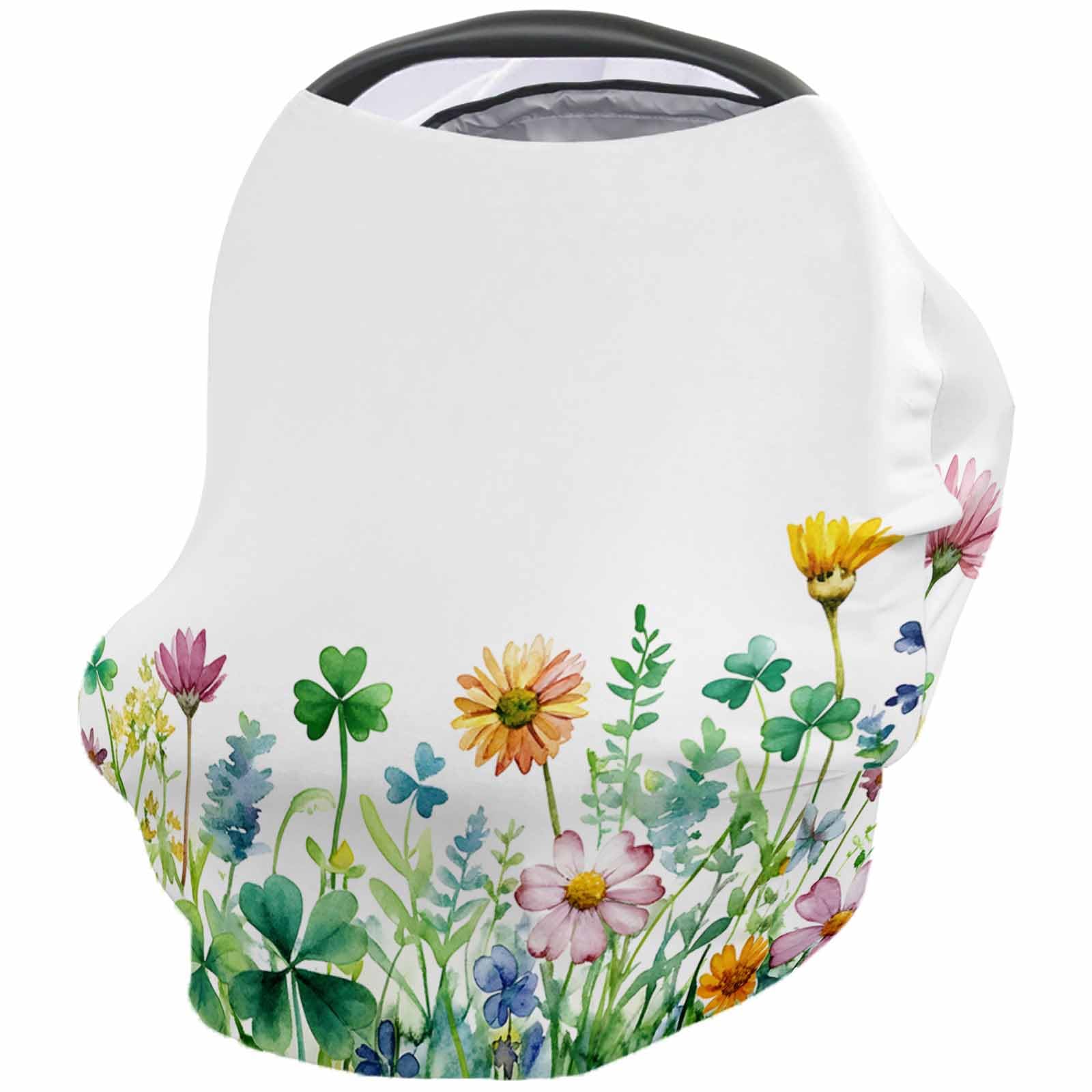 Nursing Cover for Breastfeeding Scarf, Watercolor Colorful Flowers Shamrock St. Patrick's Day Baby Car Covers Super Soft Multi Use for Canopy Shopping Cart Cover Blanket Stroller Cover