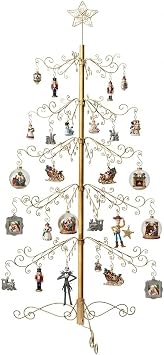 HOHIYA 6.5 Ft Wrought Iron Christmas Tree Alternative 174 Hooks Metal Ornament Display Stand Large Heavy Duty Holiday Decoration Holder for Christmas Halloween Wedding Home Decor Gold