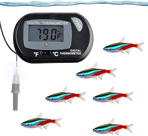 Miniatura 8 de SunGrow Termómetro digital Betta para peces de acuario tropical, 1.5 x 2.3 pulgadas, 4 ventosas y 2 baterías incluidas, 2 unidades por paquete