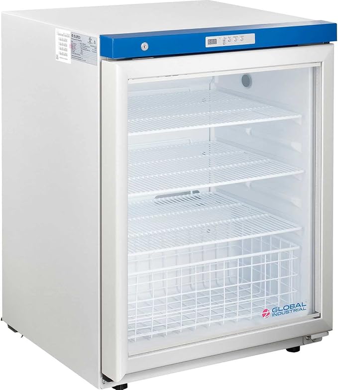 Global Industrial Undercounter Laboratory Refrigerator, Glass Door Key Lock