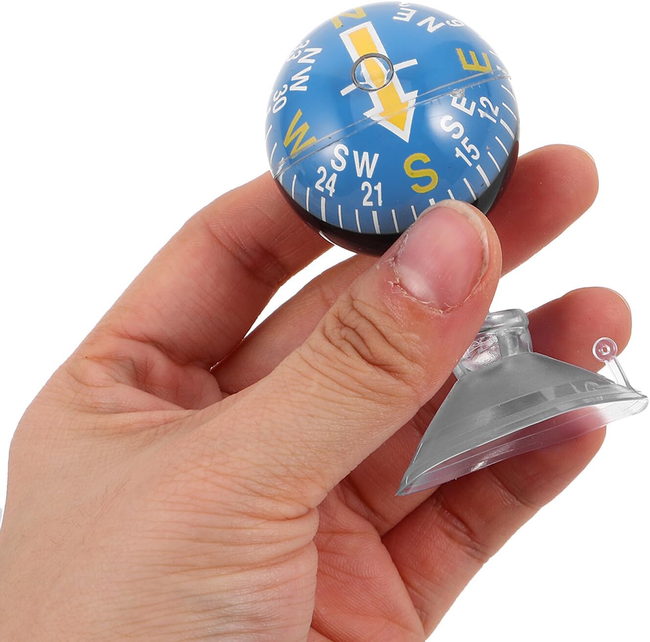 Portable Car Dashboard Compass 38mm with Suction Cup Plastic Blue for Vehicle Mount Outdoor Navigation and Marine Use