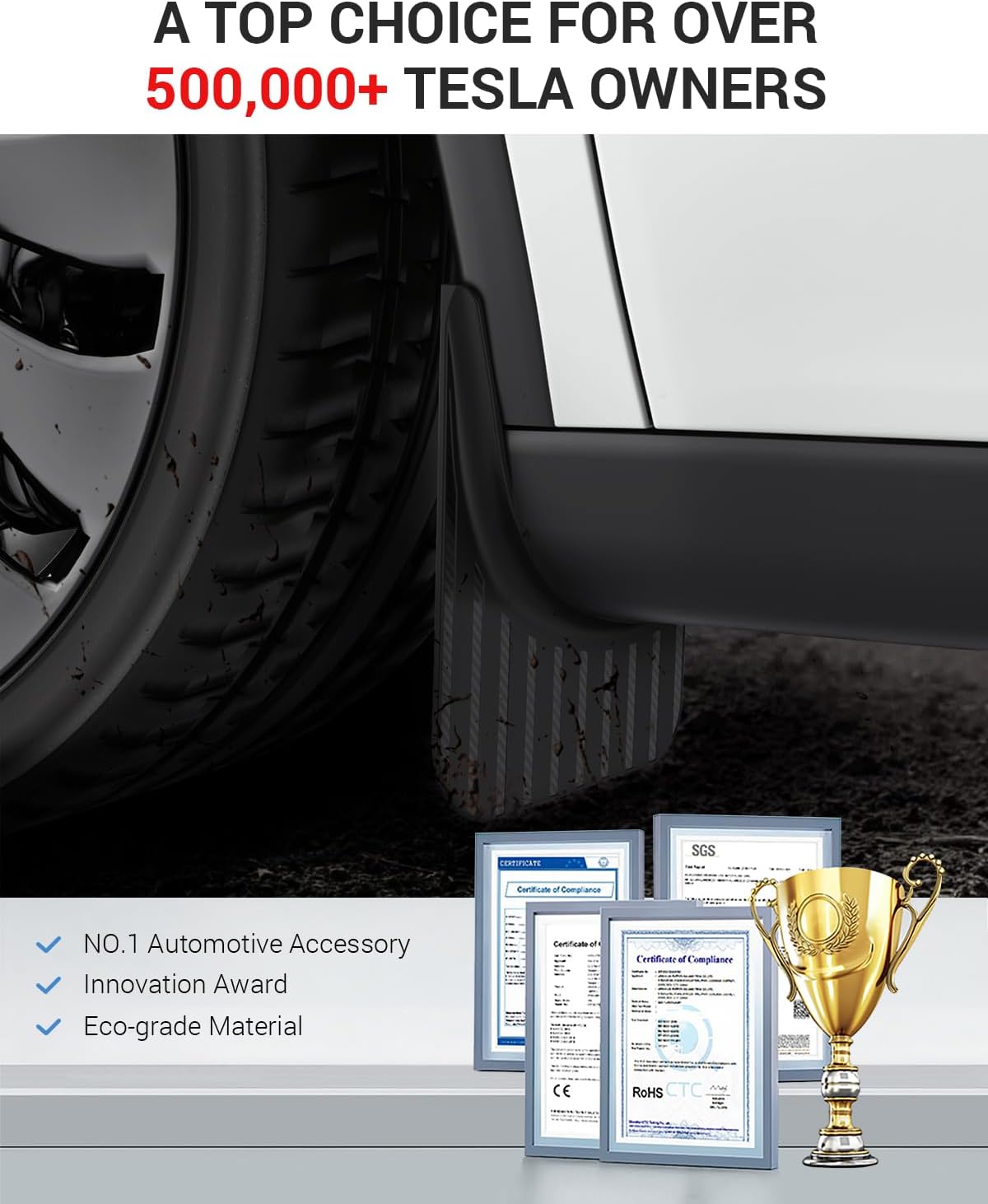 BASENOR Tesla Model Y Mud Flaps Splash Guards Fenders [No Drilling No Tape] [Paint Protection] All Weather Tire Protector Splash Guards Mudflaps for Model Y 2020-2024 Exterior Accessories - Image 5