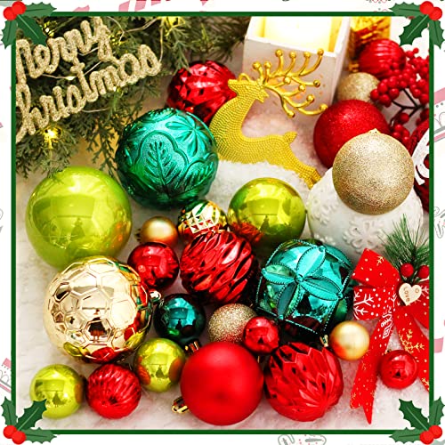 Christmas Balls Ornaments, 50 Pcs Shatterproof Christmas Ornaments Set Hanging Ball Set For Xmas Tree Gift Decor For Holiday Wedding Party Decoration #TOP2