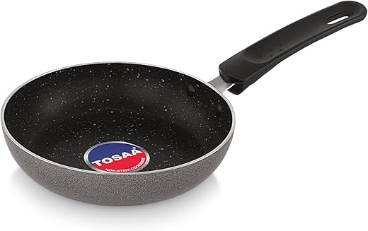 Tosaa Non-Stick Mini Fry Pan – Breakfast Pan, Pancake, Uttapam, Noodles, Snack Maker Granite Exterior Finish, Induction & Gas Compatible, 17.5 CM