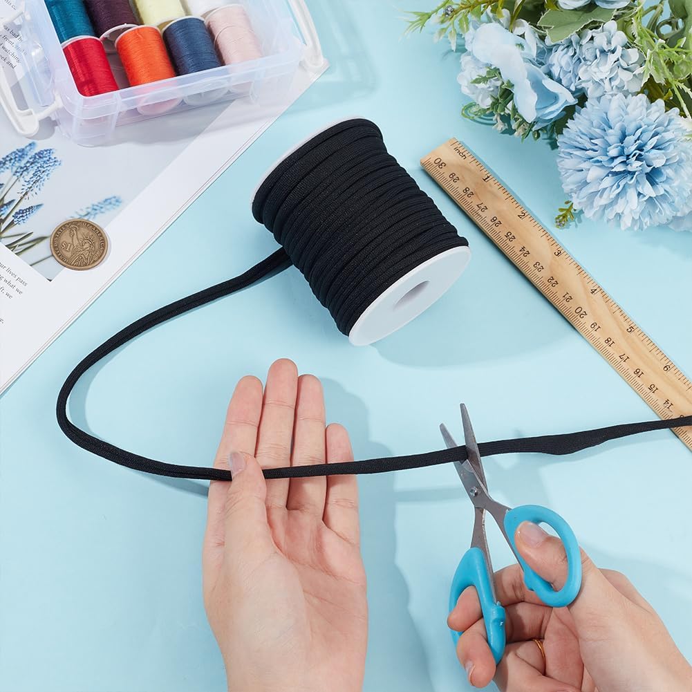 BENECREAT 16.6yard Double Polyester Piping, 1/4Inch Upholstery Piping Trim, Double Welt Cord for Sewing, Cushions, Slipcovers, and DIY Decor(Black)