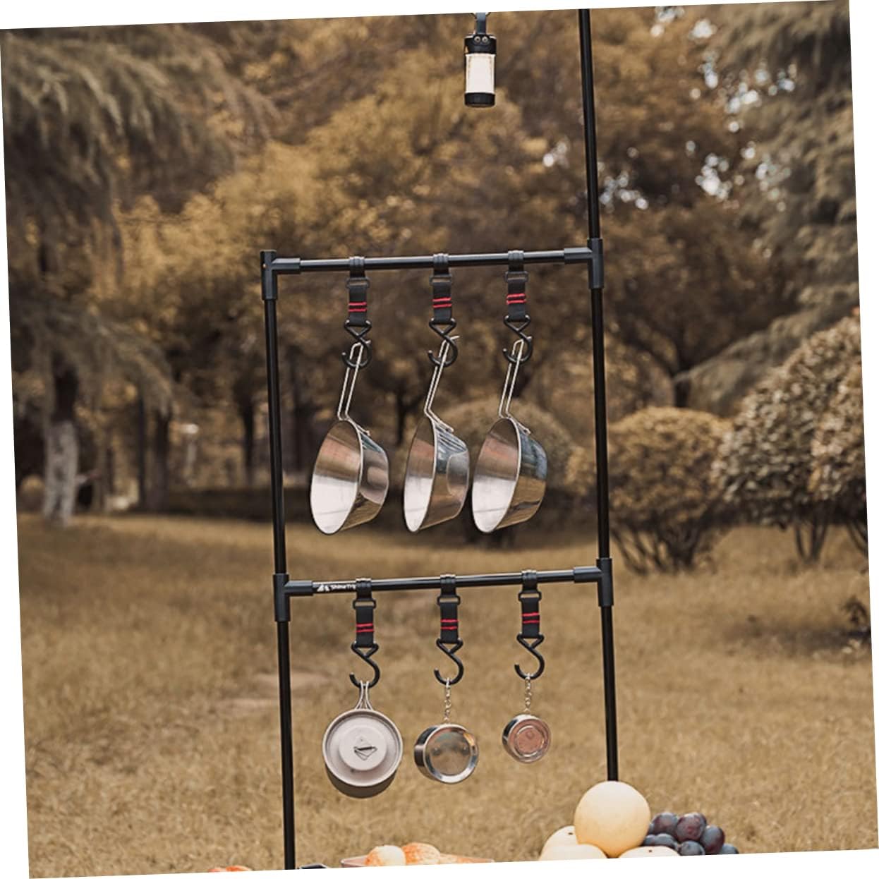 1set Aluminum Alloy Camping Storage Rack Detachable Design Lightweight Outdoor Picnic Hanger for Efficient Gear Organization Portable Two Tabletop Utility Stand