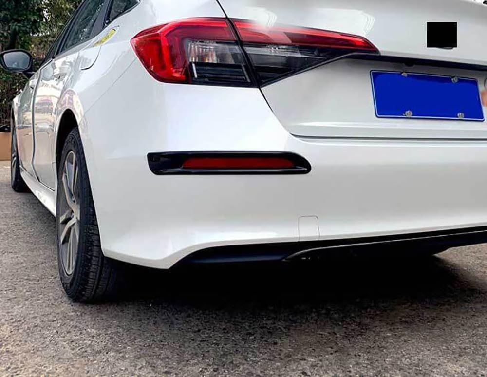 Car Accessories Fit for Honda Civic 11th 2022-2023 ABS Exterior (Black Glossy) Rear Fog Light Lamp Frame Trim 2Pcs