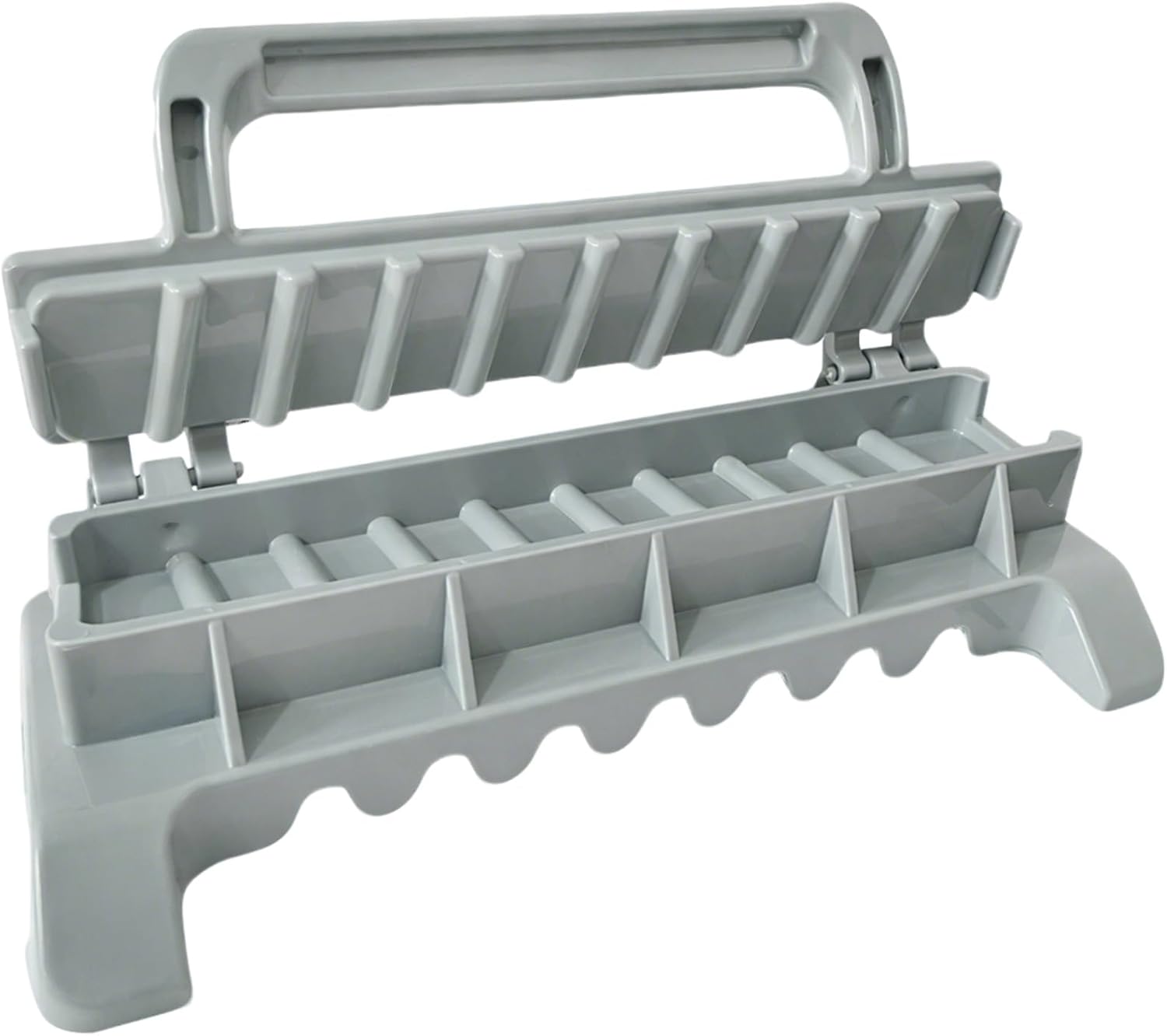 Barbecue Skewer Maker, Manual Kebab Press with Foldable Design, Portable Meat Piercing Tool for Even Kabobs, Food-Safe Plastic, 11.4 x 5 x 2.8 in / 29 x 12.7 x 7.1 cm, Gray, Ideal for Grilling