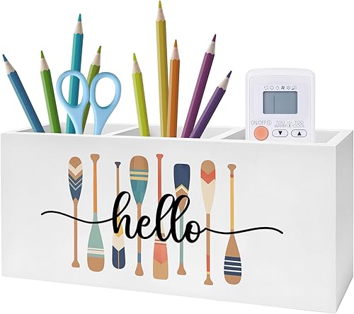 Lake Decor Pen Pencil Holder, Lake House Decor, Lakes Gifts for Women Men, Retro Colorful Paddle Pencil Pen Holder Organizer for Home Office Desk