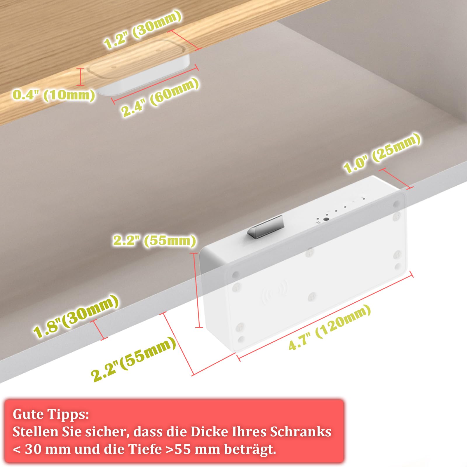 Serrure de tiroir intelligente, serrure électronique Anweller pour armoire, tiroir, coffre, casier, etc.