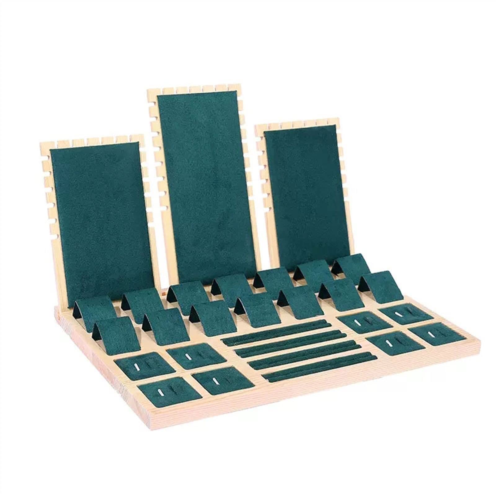 GAROEN Jewelry Display Stand Bamboo Jewelry Display Stand Showcase for Pendant Necklace Jewelry Display Props Tray Velvet Ring Earring Display Tray