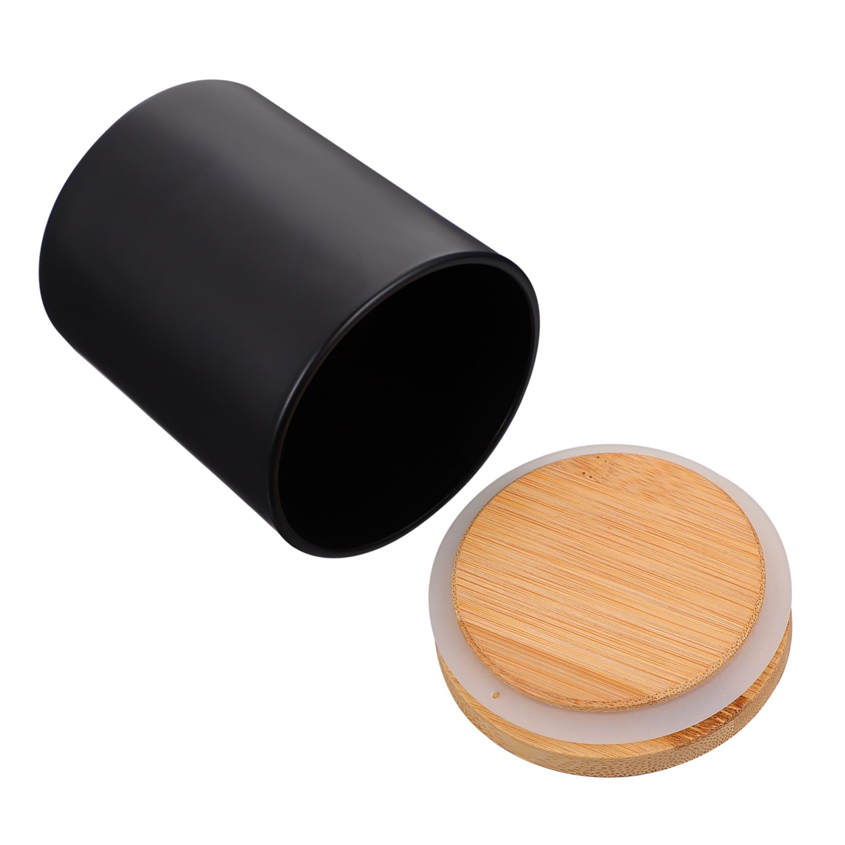 Hemobllo Barattolo per Candele Profumate in Vetro Nero, 4 Set