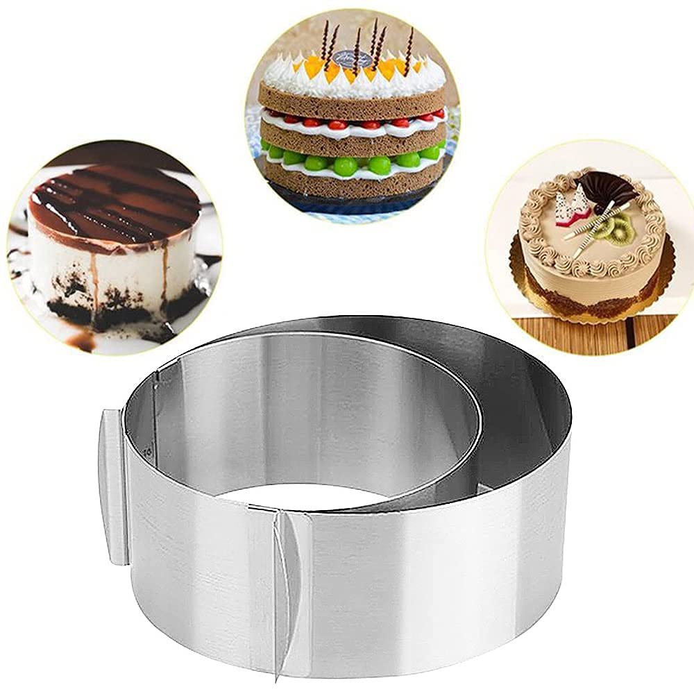 APKEY 15-12 pollici anello torta regolabile torta stampo in acciaio inox tondo mousse anello di cottura stampo pasticceria anello per torta fai da te cucina