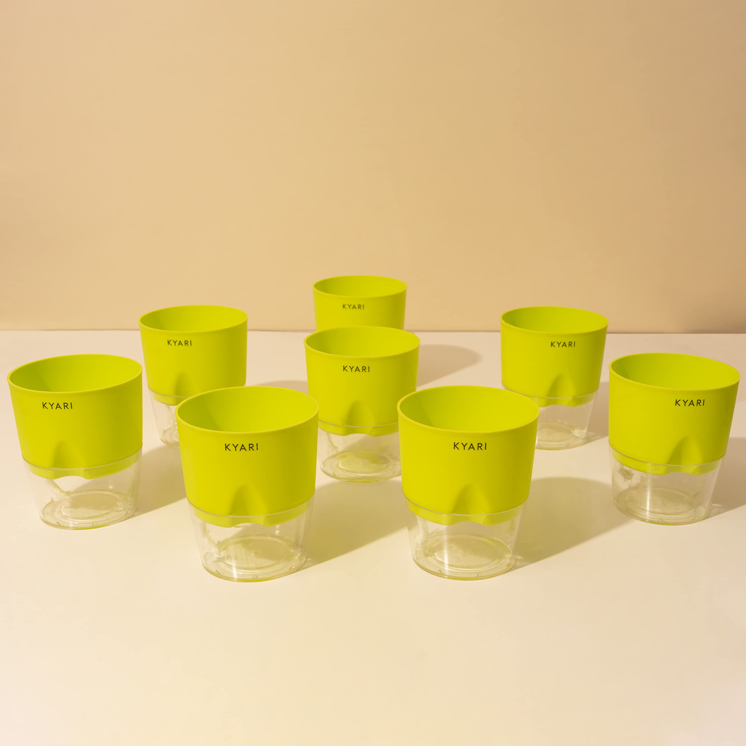 KYARI Combo of 8 Green Self-Watering Pots for indoor plants, Best Flower Pots & Planters for Home Decor, Living Room, Kitchen, Bedroom, Table Top, Office, Gifting | Plants not included (B0BTVVVMPS) Amazon Price History, Amazon Price Tracker