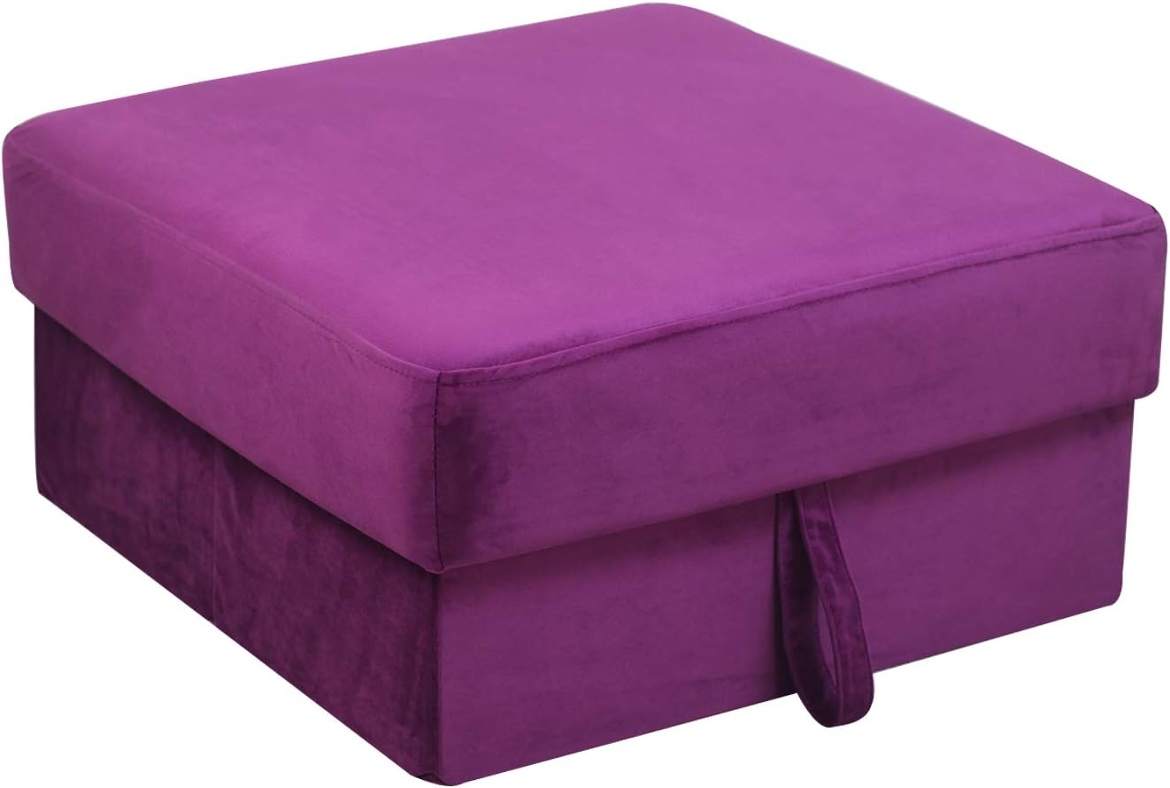 HomeHarmony® Velvet Foldable Storage Ottoman Seat Stool Box Footrest