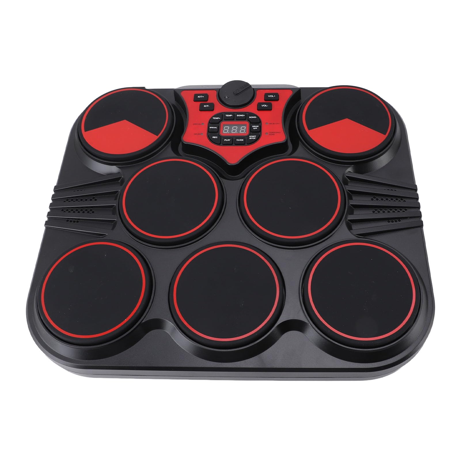 Batería electrónica de 7 pads, multisonidos, ritmos, recargable por USB, almohadilla de práctica de sobremesa con cable de sonido, pedal para principiantes y profesionales,