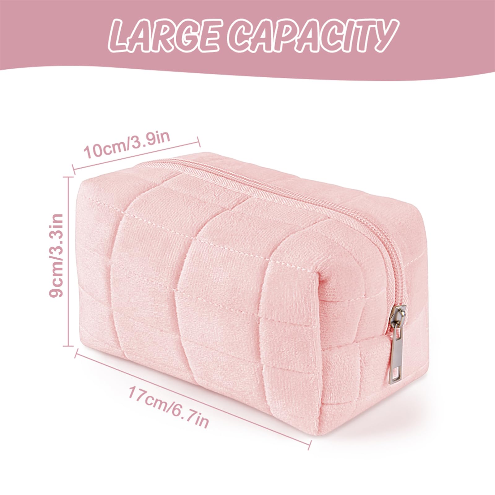 Aucuu Bolsa de cosméticos de Viaje, Bolsa de Maquillaje para Mujer, Bolsa de Aseo Acolchada para Mujer, Bolsa de cosméticos de Gran Capacidad, Bolsa de Maquillaje de algodón con Estampado Floral para