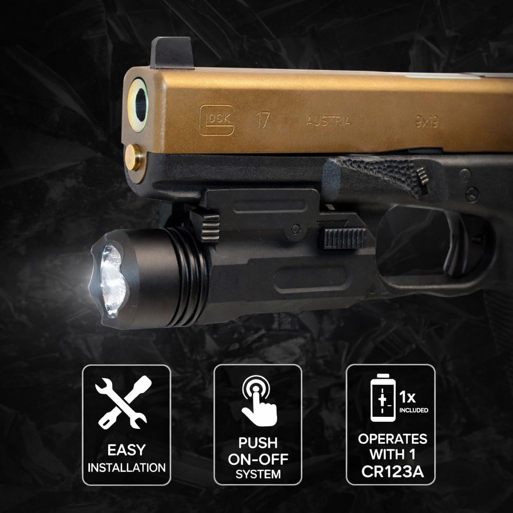 Trinity 300 Lumen Mounted Flashlight Compatible with Sig Sauer P365 Fuse – Quick Release Picatinny Light Aluminum Polymer Black
