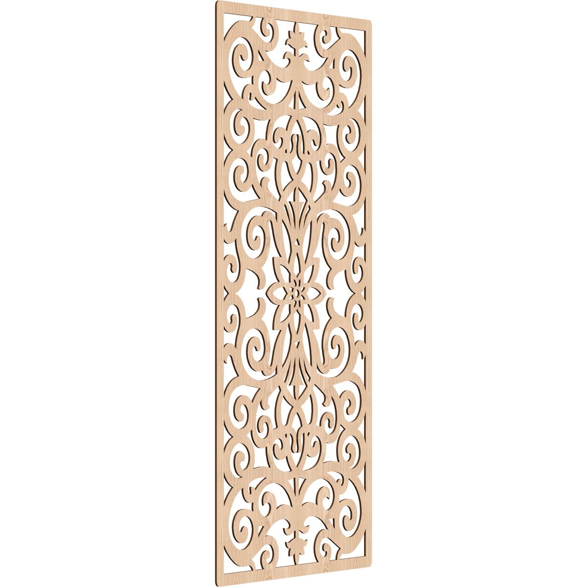 Buel Decorative Pierced Fretwork Wood Wall Panels, 35 3/8"W x 89 3/8"H x 3/8"T, Red Oak