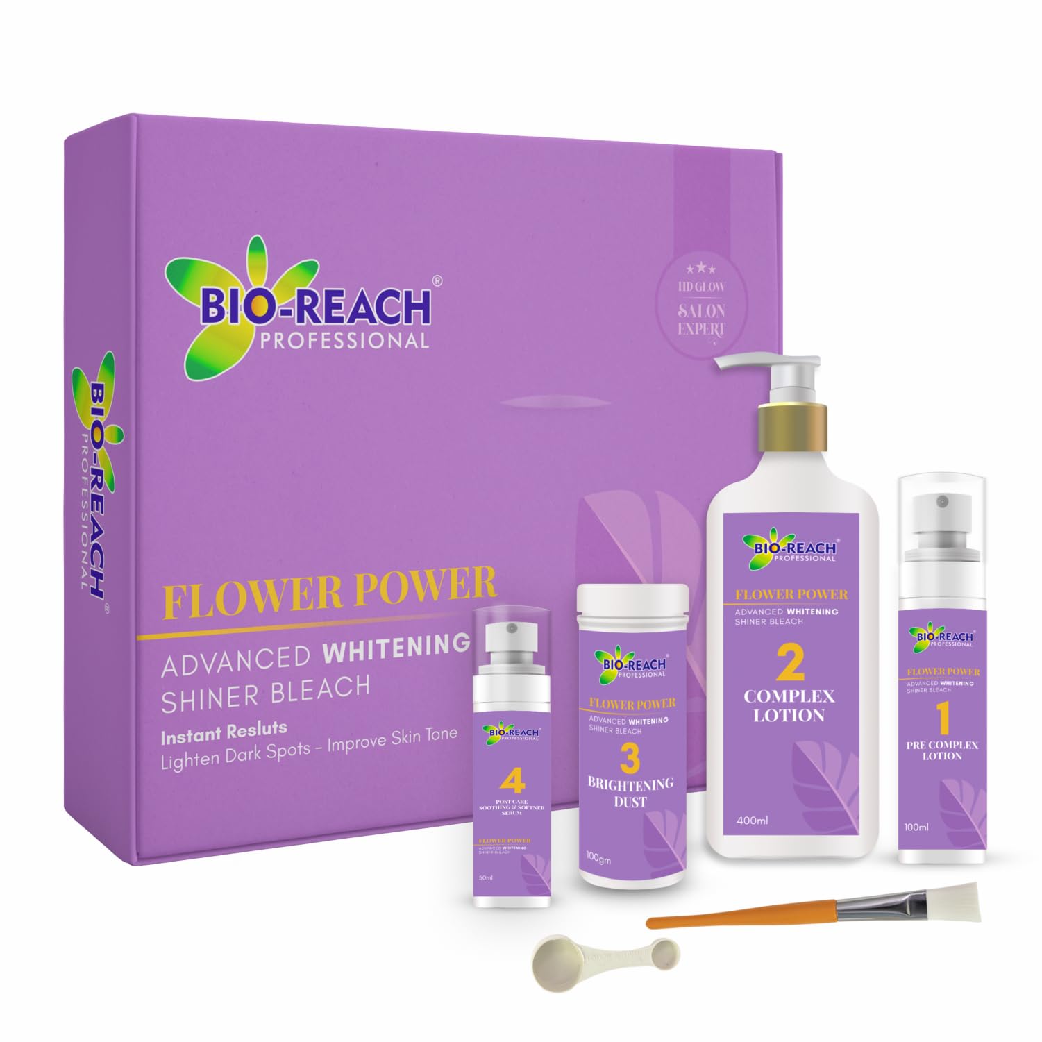 Flower Power Advanced Whitening Shiner Bleach, Brightens Complexion, Lightens Dark Spots, Natural Extracts | 650ml