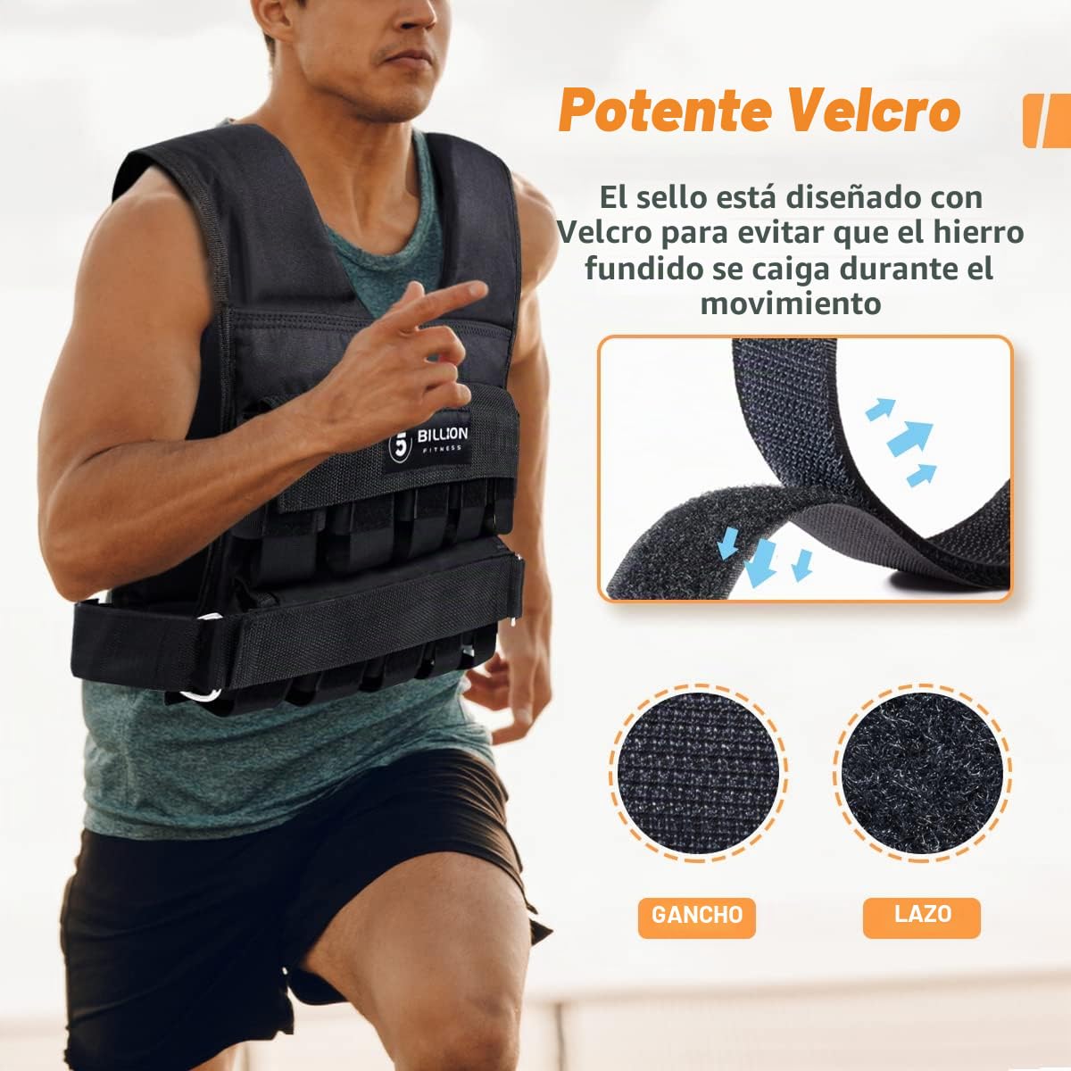 5BILLION FITNESS Chaleco de peso, Ajustable Chaleco lastrado, con correa ajuste nylon, 20kg