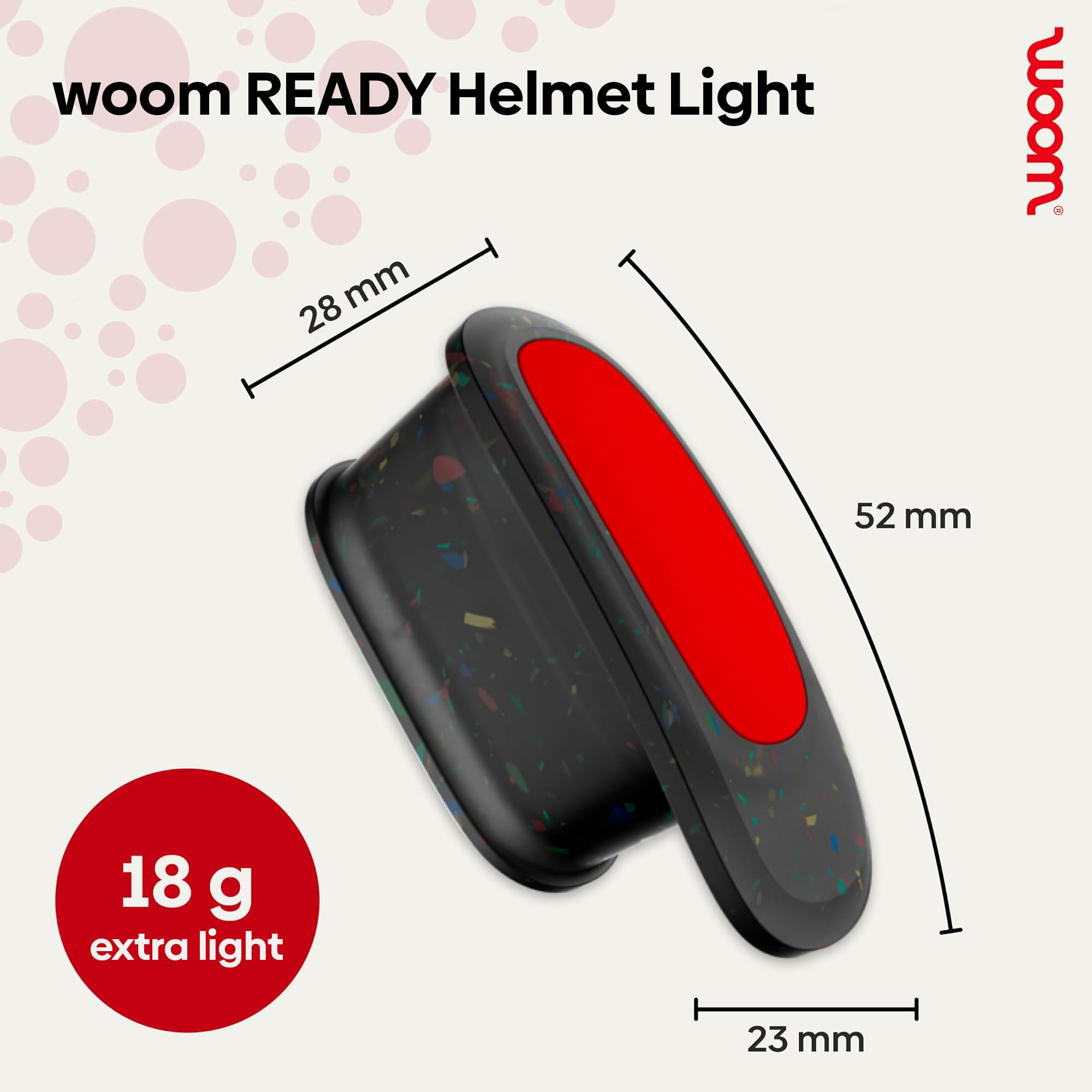 woom Luce per casco pronta, luce posteriore a LED ricaricabile, accessorio per casco pronto per bambini, luce di sicurezza ad alta visibilità con 3 modalità e spegnimento automatico, per ragazzi e