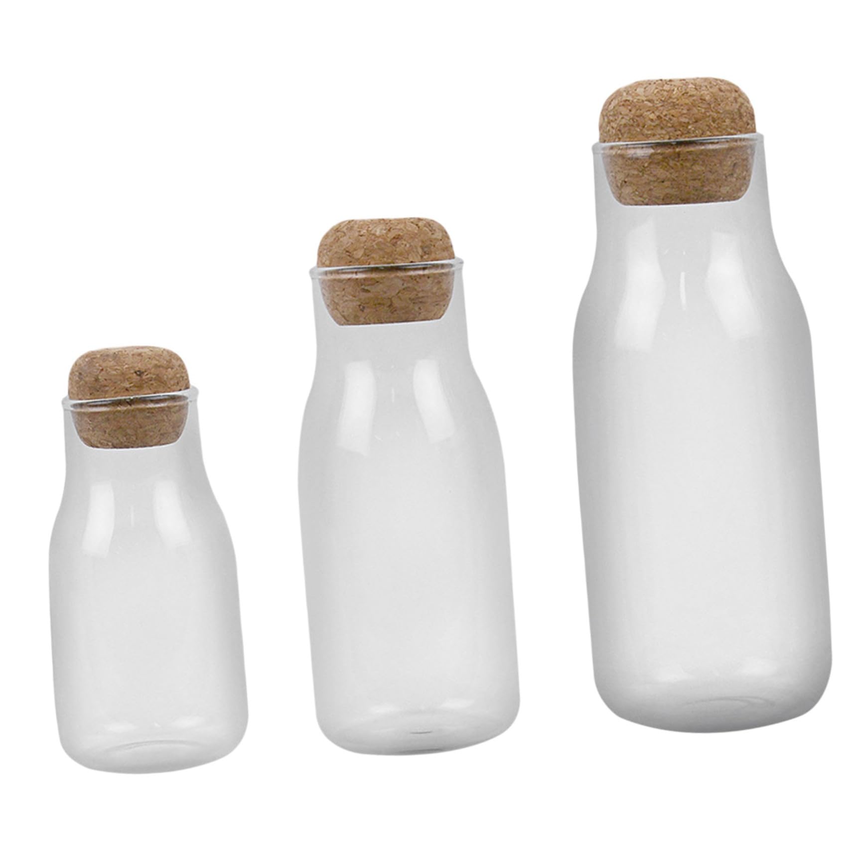 Sosoport 3pezzi Barattoli di Vetro Antideflagranti per Cereali Barattoli per Caramelle Resistenti e Creativi Contenitori Pratici Trasparenti con Tappo di Sughero per Conservazione