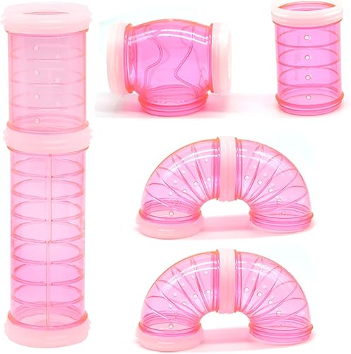 Juego de tubos para hámster, 8 unidades de tubo curvado transparente para mascotas, túnel de hámster, juguete de hámster, túnel de conexión