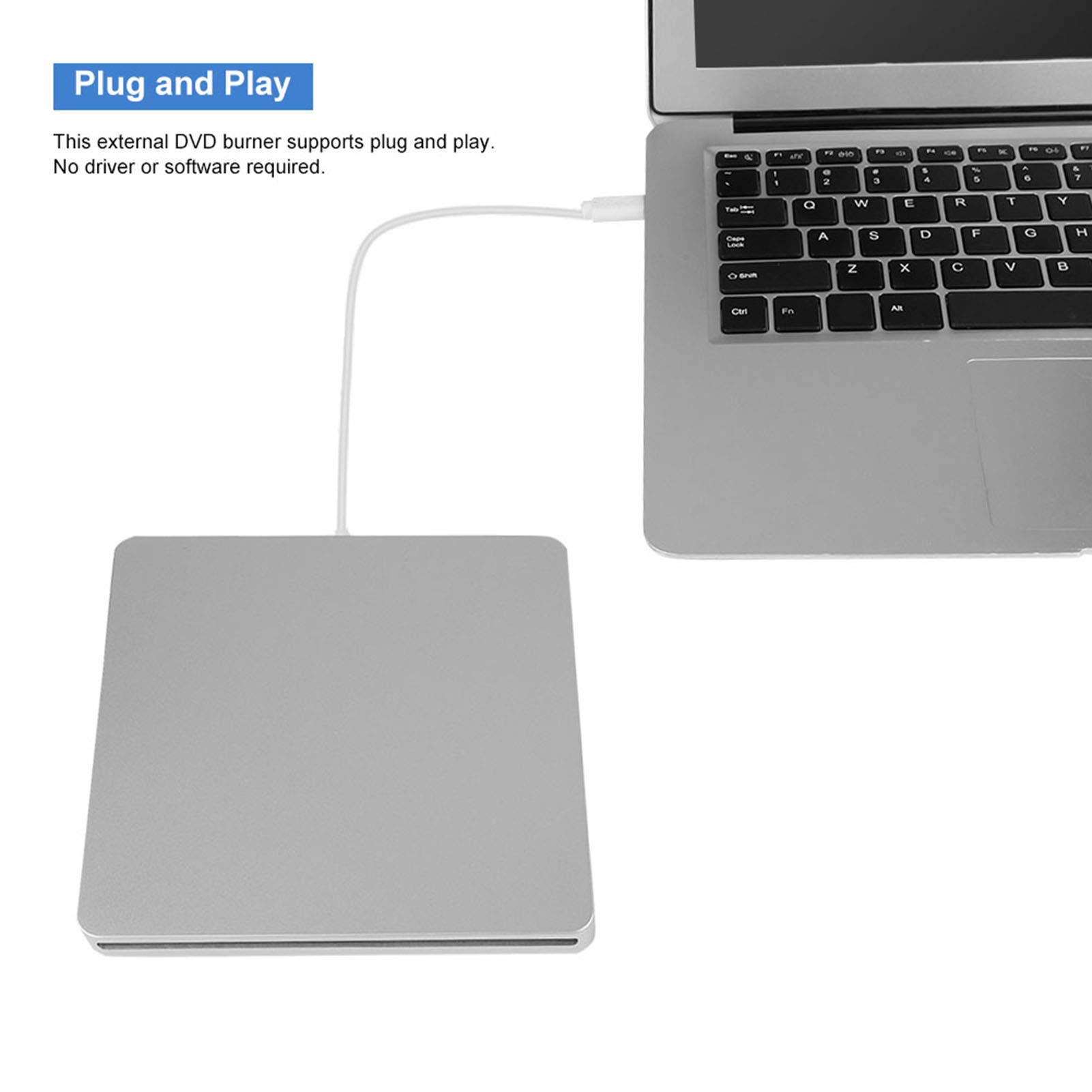 Tosuny Zewnętrzny napęd DVD USB C, nagrywarka CD/DVD, ciche gniazdo do nagrywania jednym przyciskiem, zewnętrzna nagrywarka do Mac OSX SE/ME/2000/XP i Plug and Play