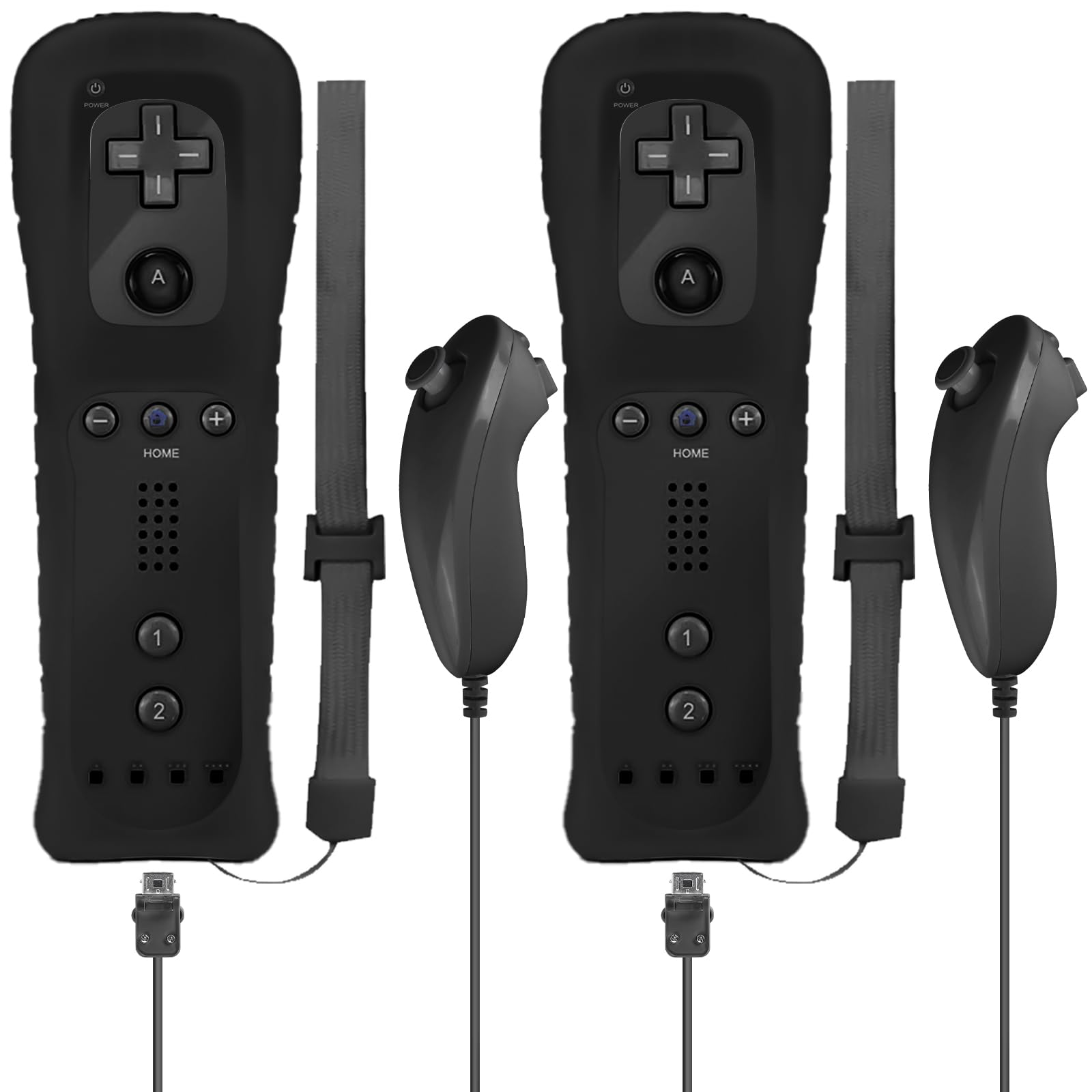 Leikurvo Pack de 2 manettes Wii Remote, manette Wii avec Nunchuk pour manette Wii Plus, compatible avec les consoles Wii/Wii U (Noir)