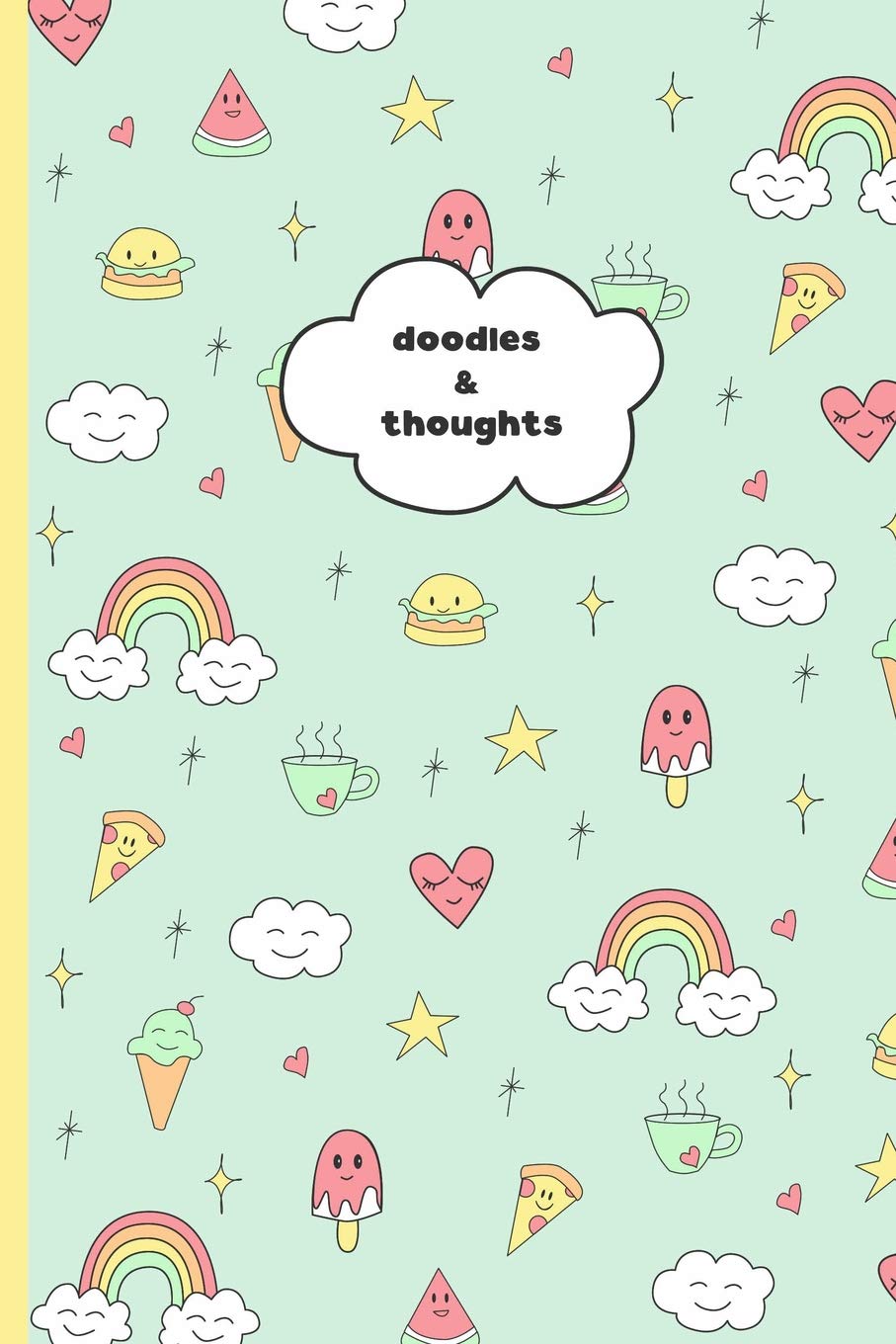 Doodles & Thoughts: Cute Kawaii Notebook for Kids; 150 Pgs (6 X 9) with Blank and Lined Paper for Doodling, Drawing and Writing