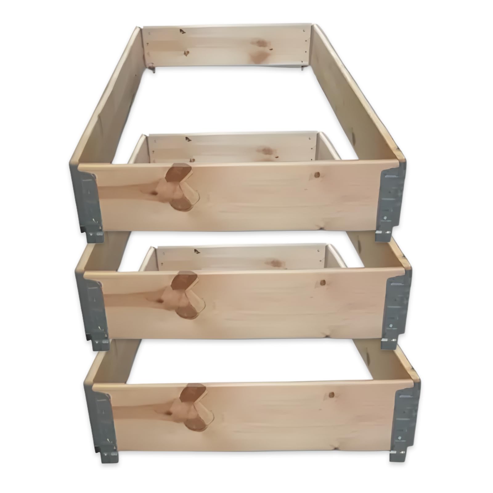 Lot de 3 jardinières surélevées 120 x 80 x 20 cm - Cadre à poser pour parterre de jardin - Cadre empilable pour palette européenne