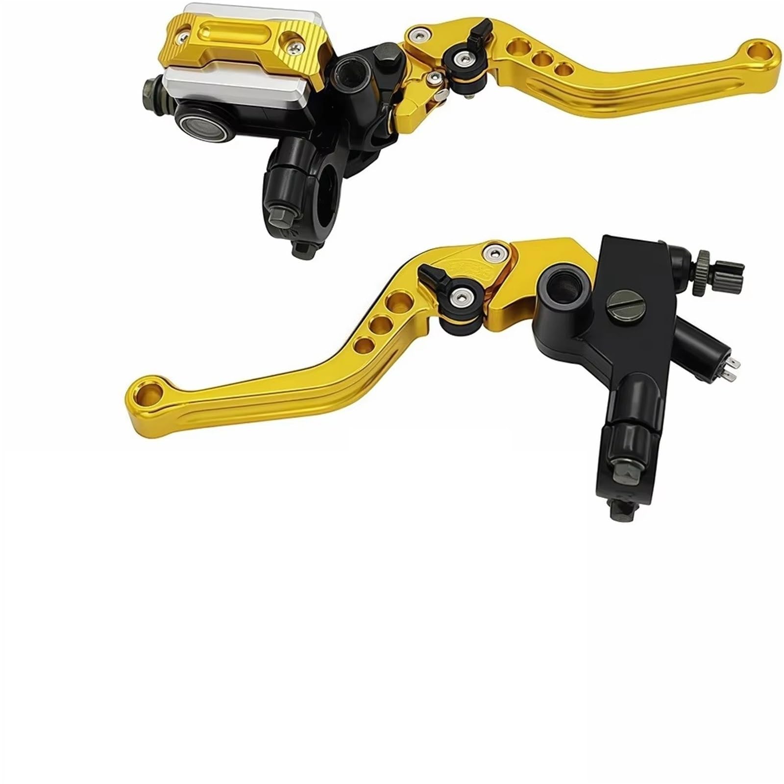 BeiZhengbhD Clutch Lever Handlebar for Hydraulic Brake Clutch Lever Kit with 7/8" Throttle Grip 22mm Master Cylinder Motorcycle Handlebars Conversion Accessories(Gold)