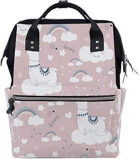 Mochila para laptop de viagem, faculdade, bolsa escolar, lhama e nuvens, decoração sem costura, presentes para homens e mulheres