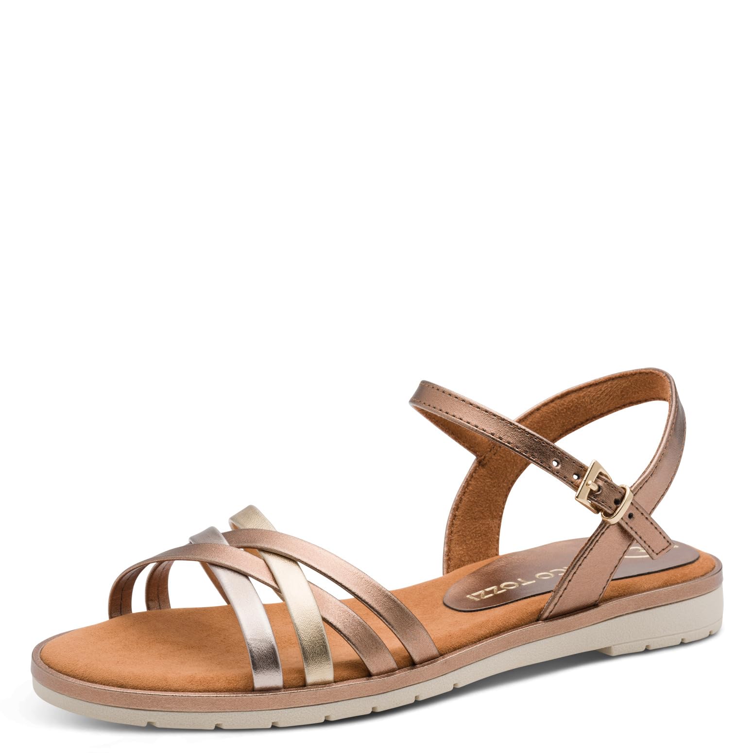 MARCO TOZZI Women's Sandal soft Feel Me Footbed soft Lining Modern, metallic (BRONCE COMB), 4.5 UK