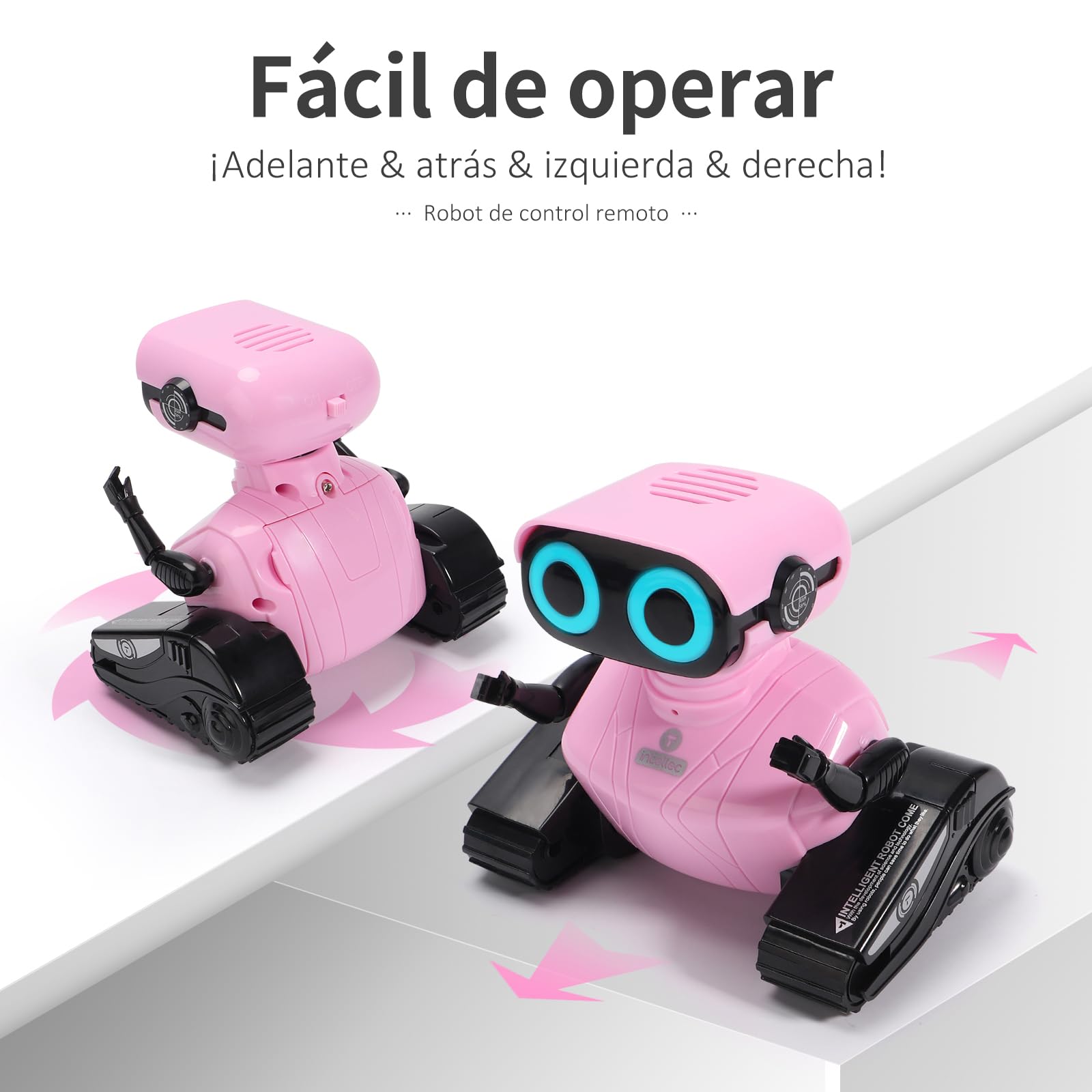 GILOBABY Robot Juguete, Control Remoto de 2,4 GHz Robots para Niños con Ojos LED, Brazos Flexibles, Sonido y Baile, Juego Educativo Regalo de Cumpleaños para Niños y Niñas más de 3 años (Rosa)