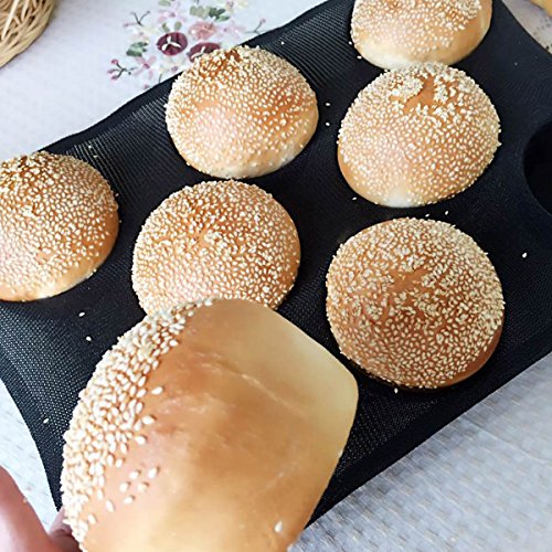 Bluedrop Silicone Bun Bread Forms Round Shape Trays Perforated Bakery Molds Fit Half Pan Size - Thumbnail 7