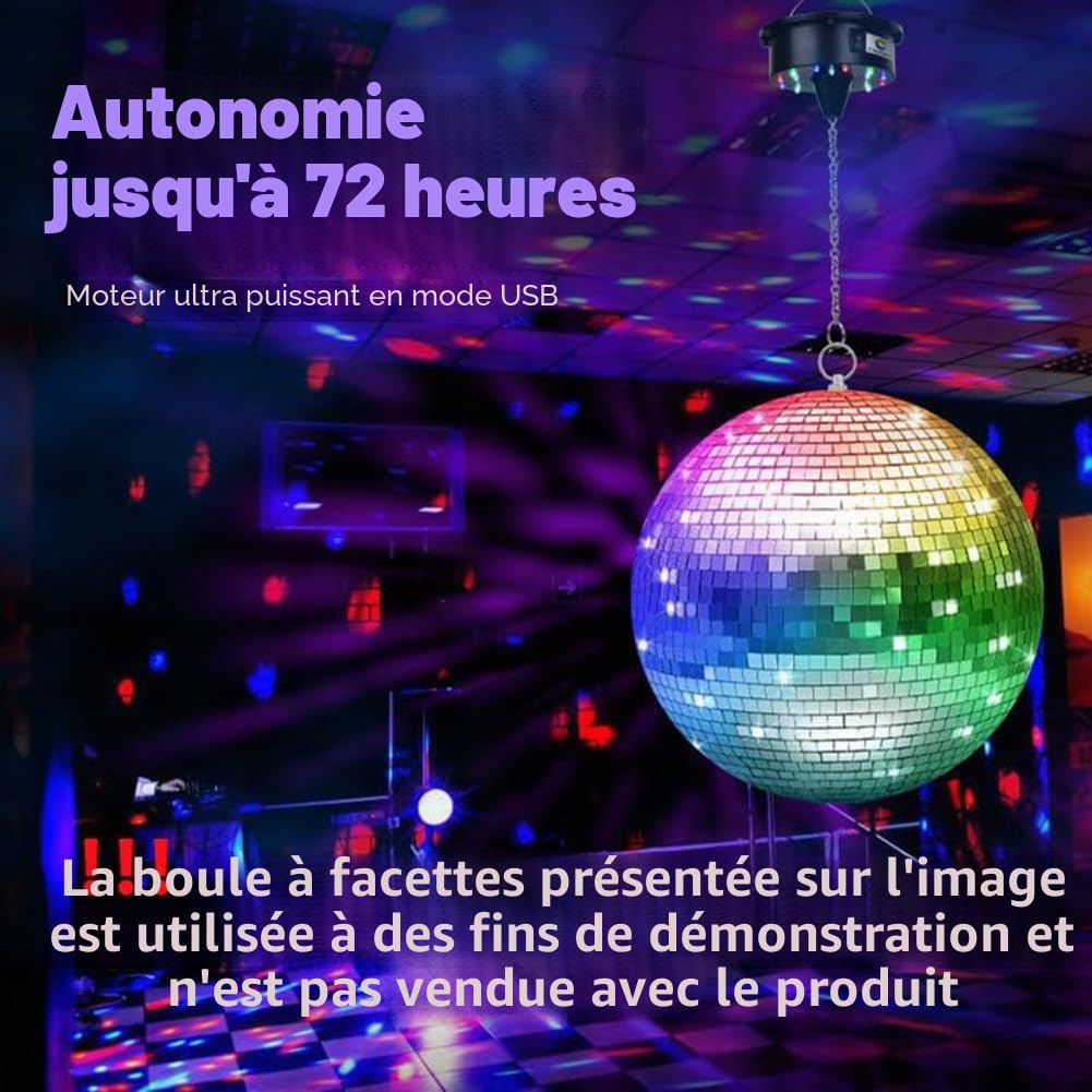 Lumières de Moteur de Boule Disco Rotative avec Télécommande, 18 LED pour Rotateur de Boule à Facettes de 12, 16, 20 et 24 Pouces (Boule Non Incluse)